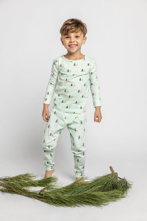 Festive Trees Unisex Matching two-piece toddlers pajamas