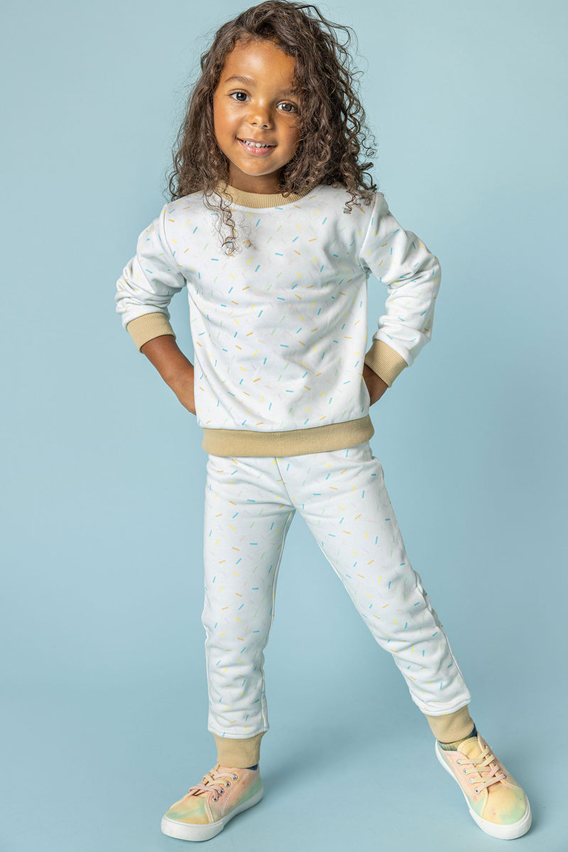 Girl in Sprinkle Sweat set outfit